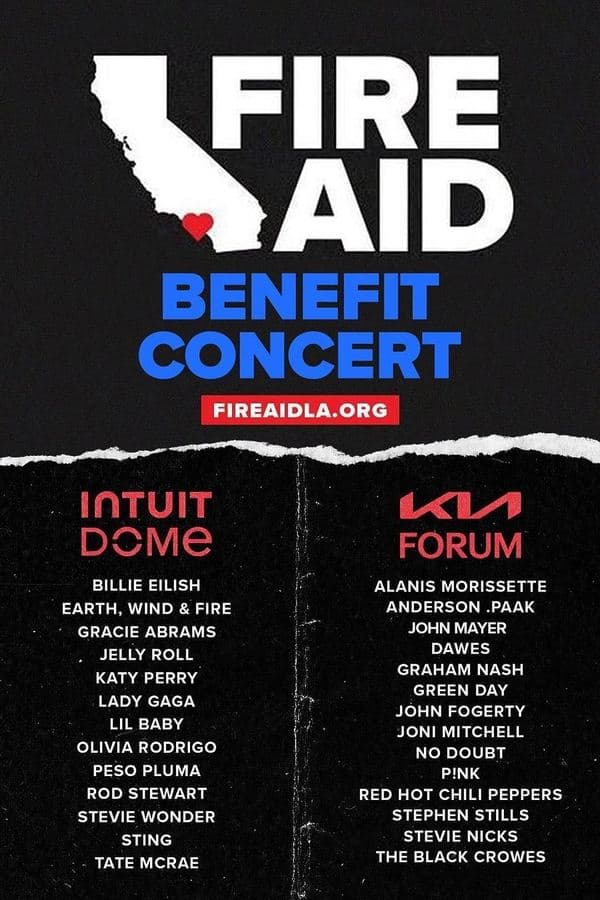 FireAid Benefit Concert poster